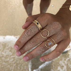 Natural Moonstone ring gold filled gem stone stacking dainty ring