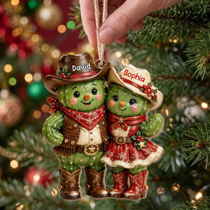 Our First Christmas Together β Personalized Cowboy Couple Wooden Ornament | Custom Keepsake Gift For Couples