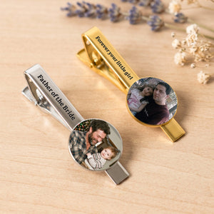Personalized Photo Tie Clip β Wedding Gift For Dad, Husband, Groom & Groomsman