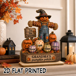 "Grandma's Pumpkin Patch" Scarecrow Wooden Plaque Halloween Fall Decor For Her