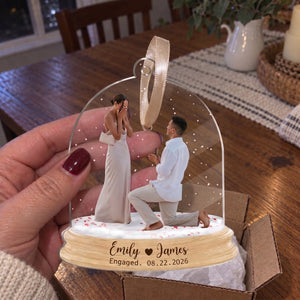 Personalized Engagement Photo Acrylic Ornament β Custom Names & Date Keepsake | Gift For Newly Engaged Couples