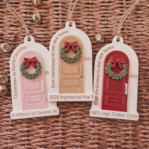 "First Christmas in New Home" โ Personalized Acrylic Door Ornament | Custom Address Gift & Realtor Closing Gift