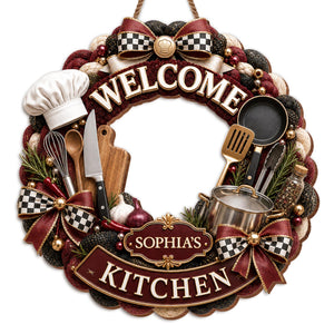 "Welcome To My Kitchen" – Personalized Wood Sign | Gift For Cooking Lovers & Home Chefs