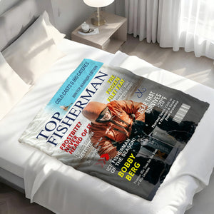 Personalized Ice Fishing Magazine Cover Blanket Fishing Gifts for Men, Fishing Gifts for Him, Fishing Lover Gift