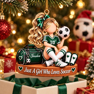 Just a Girl Who Loves Soccer - Personalized Soccer Ornament, Christmas Gift for Soccer Player