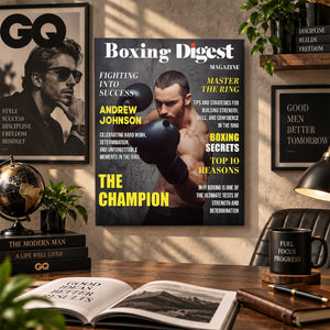 Personalized Boxing Digest Canvas β Custom Name Boxer Poster | Boxing Magazine Gift & Room Decor