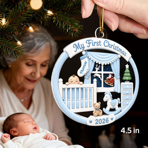 Personalized Baby's 1st Christmas 2026 Ornament β Light Pink & Blue Design | Newborn Keepsake For New Parents