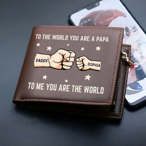 Youâre My World, My Heart - Family Personalized Double-Sided Printed Leather Wallet - Father's Day, Gift For Dad, Grandpa