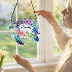 Custom Window Hanging Suncatcher Ornament - Personalized Mother's Day Birthday Gifts For Mom, Grandma