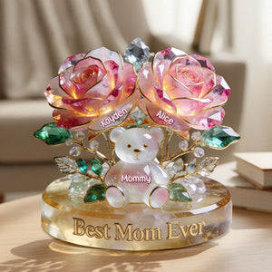 Personalized Flower Bear Mom Acrylic Plaque - Gifts For Mom