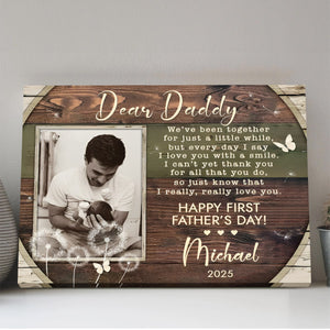 Personalized First Father’s Day Photo Canvas Poster,Custom 1st Father’s Day Poem Gift from Baby