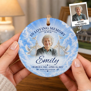 "In Loving Memory β Your Love Lives On" β Personalized Ceramic Ornament | Memorial Gift & Funeral Keepsake