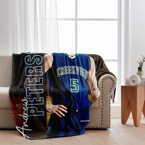 Any Photo, Name, School.... - Personalized Basketball Blanket