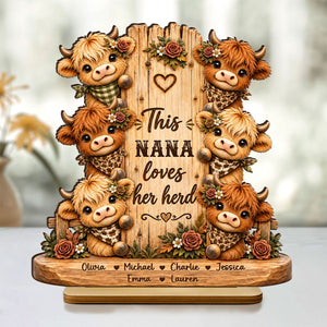 Personalized "This Grandma Loves Her Herd" Wooden Plaque – Cozy Fall Gift For Grandma