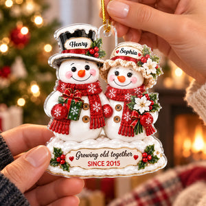 "Snowman Couple β Growing Old Together" β Personalized Acrylic Ornament | Christmas Keepsake For Him & Her