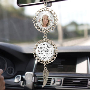 Personalized Memorial Photo Wings Car Charm Ornament