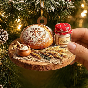 Personalized Sourdough Bread Ornament, Custom Baker Christmas Acrylic Ornament, Bread Lover Gift, Bakery Keepsake