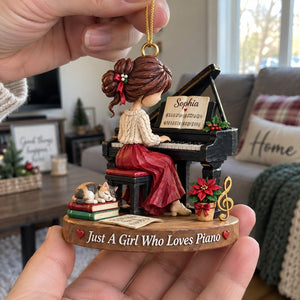Just a Girl Who Loves Piano - Personalized Music Lover Ornament, Pianist Christmas Gift for Daughter