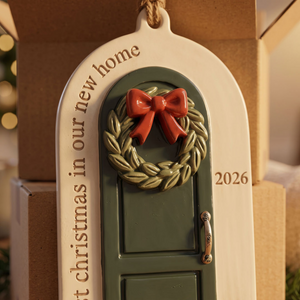 "First Christmas in New Home" โ Personalized Acrylic Door Ornament | Custom Address Gift & Realtor Closing Gift