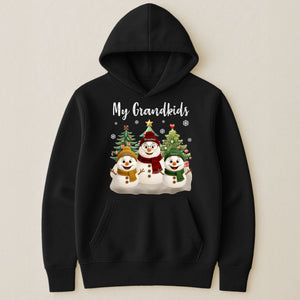 Grandma Snowman With Grandkids Lovely - Personalized Pure Cotton Hoodie