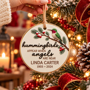 When Angels Are Near – Personalized Cardinal Memorial Ceramic Ornament | Custom Name Remembrance Keepsake & Sympathy Gift