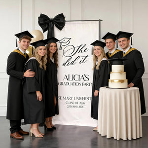 She Did It!Personalized Graduation Banner, Custom 2026 Graduate Name Welcome Sign