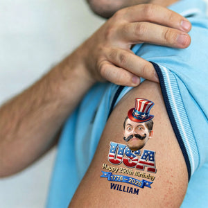 Custom Party Tattoo- Personalized America 250th Anniversary Gifts For Mom, Dad, Brother, Sister, Kids