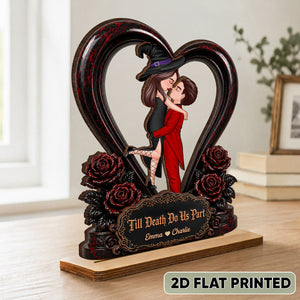 "From Our First Kiss To Our Last Breath" β Halloween Couple Wooden Plaque | Personalized Keepsake For Him & Her