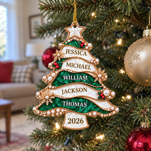 Personalized Golden Pearl Christmas Tree Acrylic Ornament β Custom Holiday Keepsake Gift