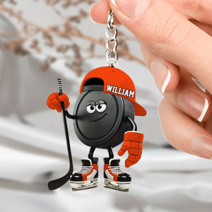 Personalized Name Ice Hockey Keychain, A Gift For Ice Hockey Enthusiasts