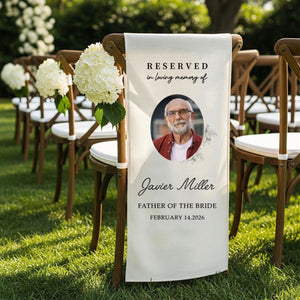 In Loving Memory Rustic Wedding Custom Photo Memorial Sign - Personalized Wedding Chair Sign Banner Reserved for Loved Ones