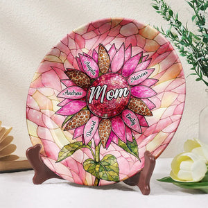 Personalized Sunflower Ceramic Plate β Gift For Nana, Auntie, Mom & Family