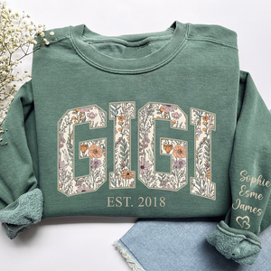 Custom Floral GIGI Sweatshirt – Personalized Grandma Est Year & Grandkids Names