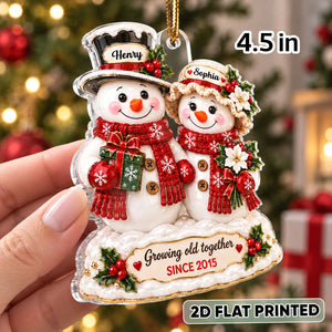 "Snowman Couple β Growing Old Together" β Personalized Acrylic Ornament | Christmas Keepsake For Him & Her