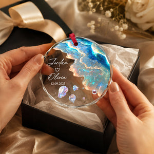 Personalized "Ocean Wave" Glass Ornament β Mermaid Tail Keepsake For Engagement & Wedding Gift