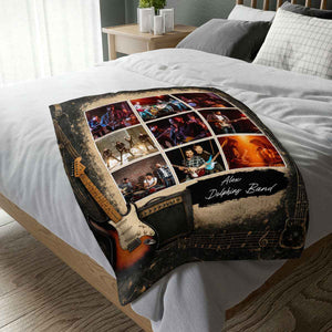 Custom Rock Band Photo Collage Blanket – Personalized Gift For Guitarists & Music Lovers
