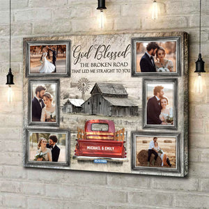 God Blessed Farmhouse Bar and Truck Photo Collage Wall Art Canvas Poster