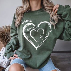 Personalized Heart In Heart grandma Sweatshirt