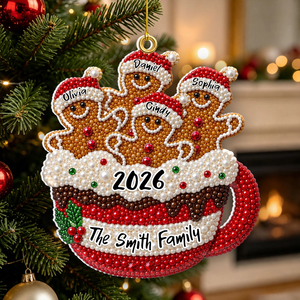 "Gingerbread Family Christmas" โ Personalized Acrylic Ornament | Holiday Keepsake For Families