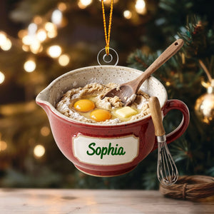 Personalized Vintage Speckled Mixing Bowl Christmas Ornament,Gift for Home Baker