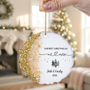 Personalized "Our First Christmas As Mr. & Mrs." Acrylic Hanging Ornament β Wedding & Housewarming Keepsake