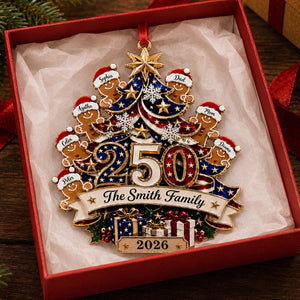 Custom 250th Anniversary Gingerbread Family Acrylic Ornament – Patriotic America 1776-2026 Christmas Tree Decor For Family