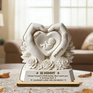 Personalized "Hi Mommy, Little Bump" Wood Plaque โ Gift For Expecting Moms