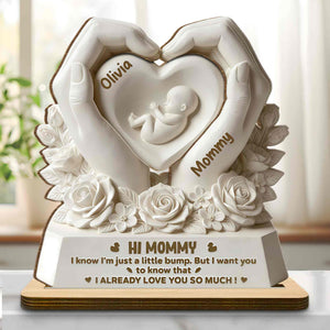 Personalized "Hi Mommy, Little Bump" Wood Plaque โ Gift For Expecting Moms