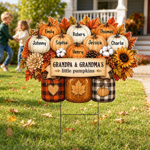 "Cozy Fall Mason Jars & Pumpkins" – Personalized Yard Sign | Fall Decor For Grandparents