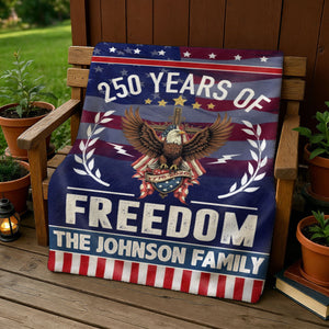 Personalized Family Name America 250th of Freedom With Eagle Blanket