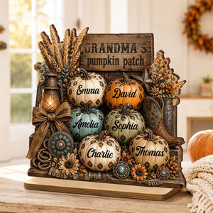 Personalized "Western Leopard Pumpkin Patch" Wooden Plaque โ Fall Halloween Decor For Grandma