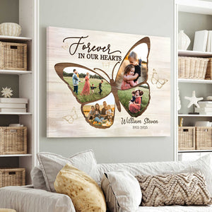 Personalized Butterfly Memorial Gifts, Memorial Gifts for Loss of Mother, In Loving Memory Canvas Poster
