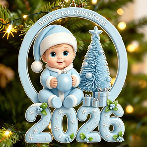 Personalized Baby's First Christmas Ornament – Pink Tree Acrylic Keepsake For Newborns
