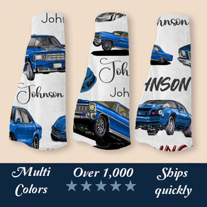 "Classic Muscle Car" Personalized Blanket – Custom Name Fleece Throw For Car Enthusiasts